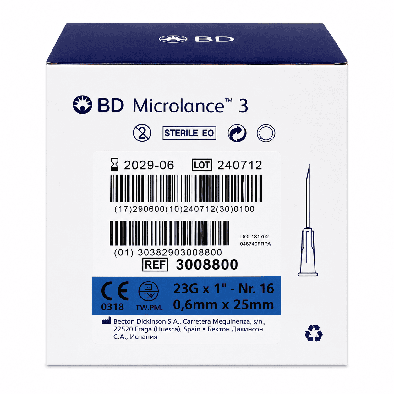 BD Microlance™ 3 Needle 23G x 1'' (Blue)
