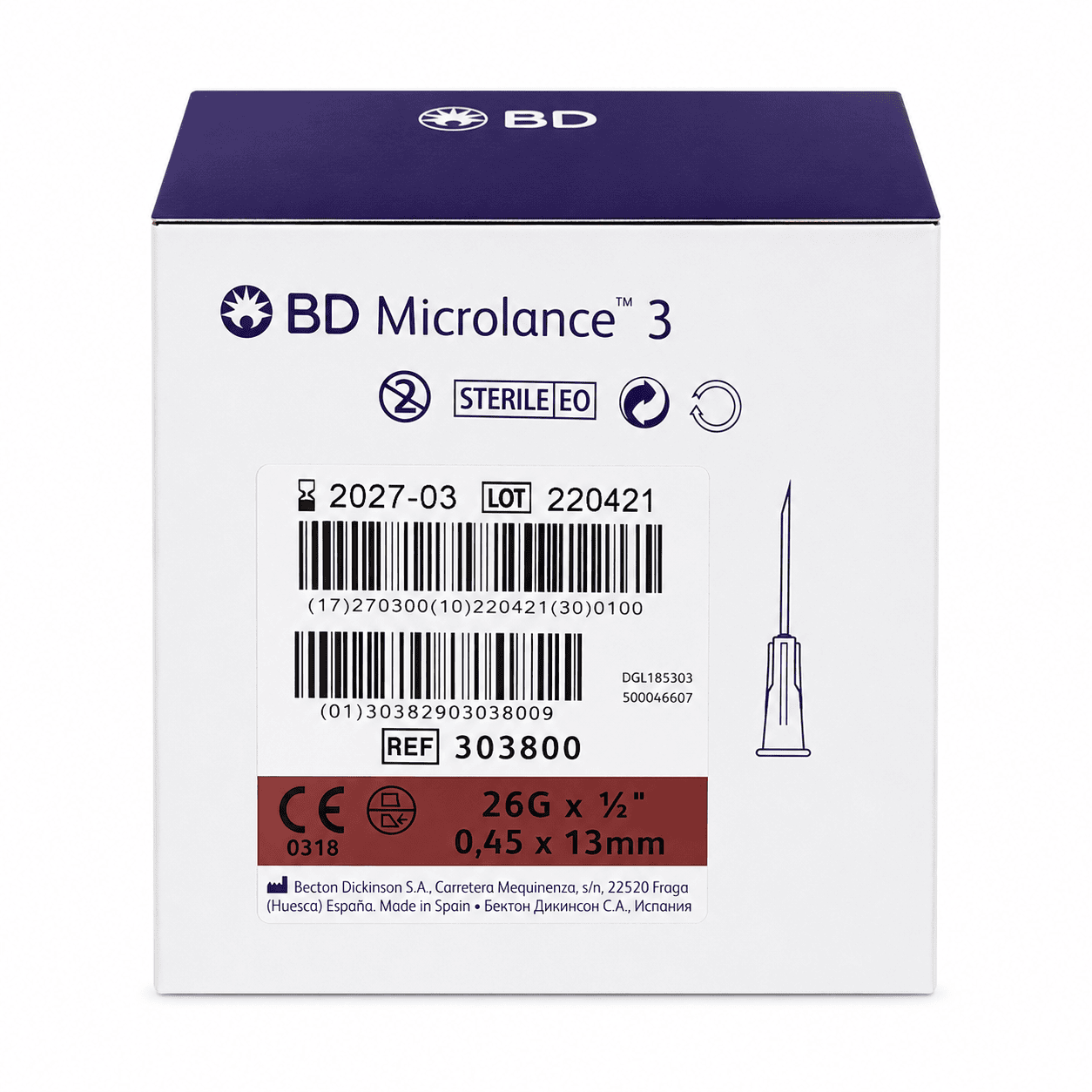 BD Microlance™ 3 Needle 26G x 0.5'' (Brown)