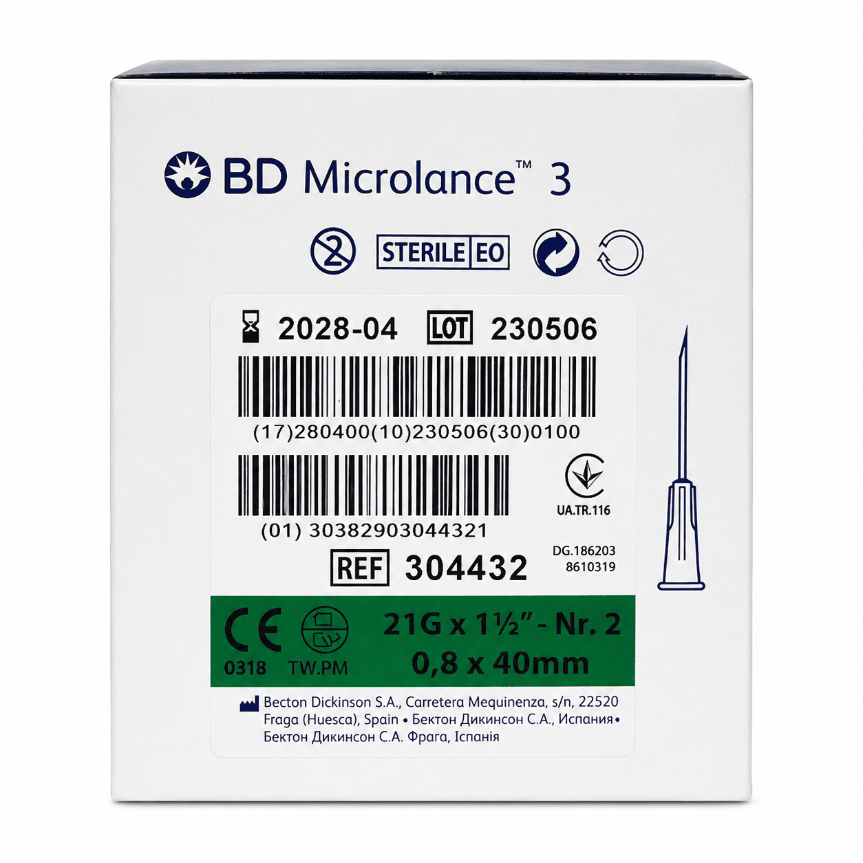 BD Microlance™ 3 Needle 21G x 1.5” (Green)