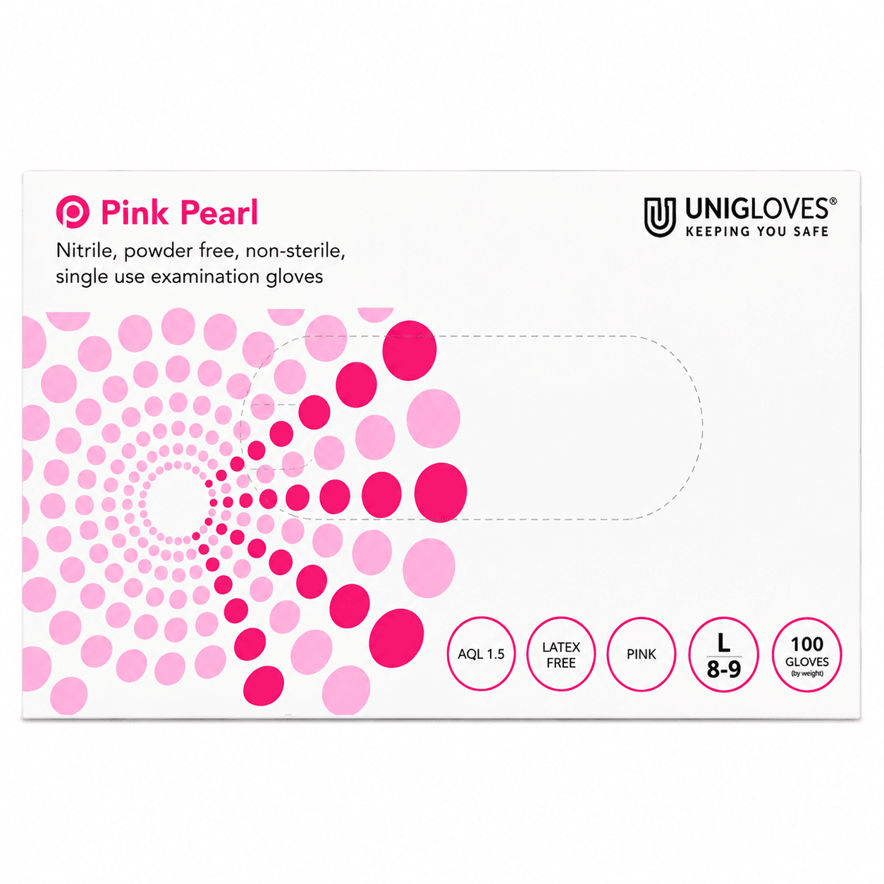 Unigloves Pearl Powder Free Nitrile Gloves (Large Pink)