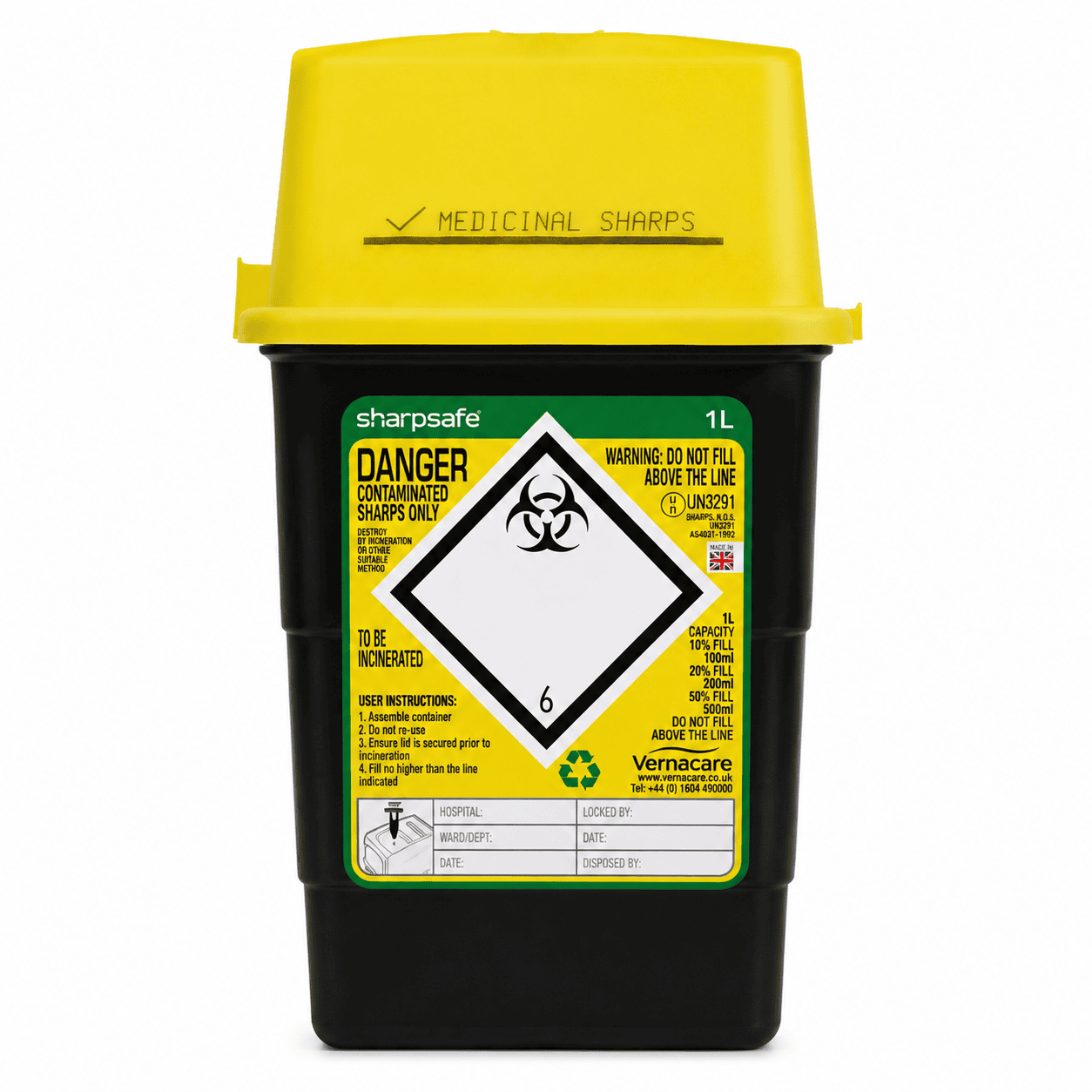 Sharpsafe 1 Litre Sharps Container