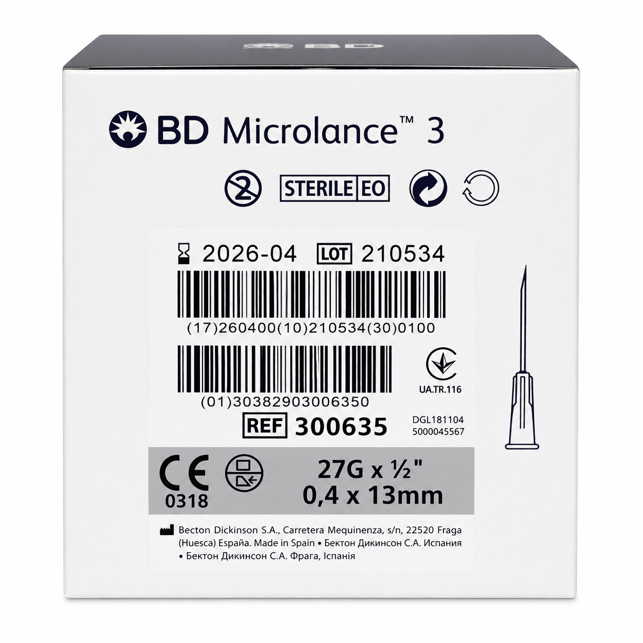 BD Microlance™ 3 Needle 27G x 0.5” (Grey)