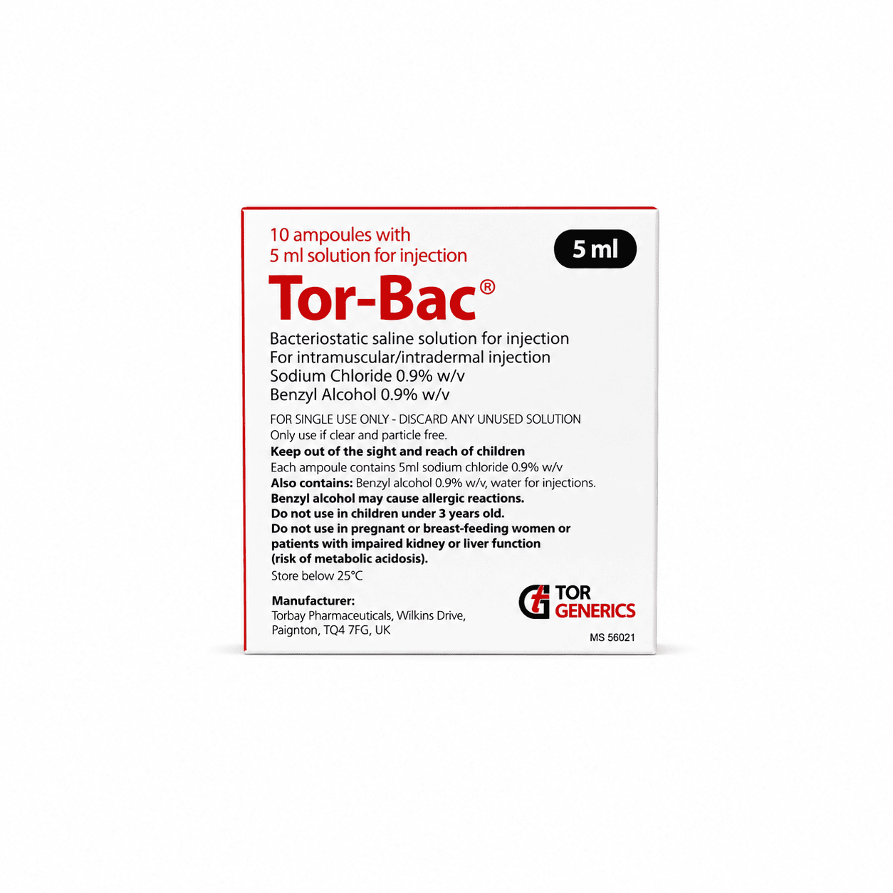 Tor-Bac Saline 5ml (Single Vial) - Image 3