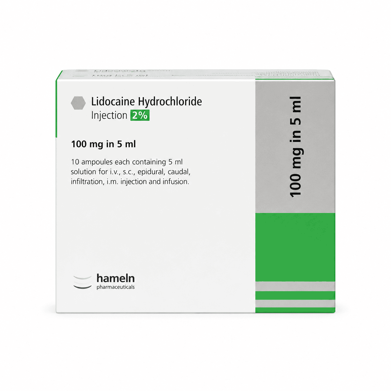 Lidocaine 100mg/5ml 2% Vials (10 Pack)