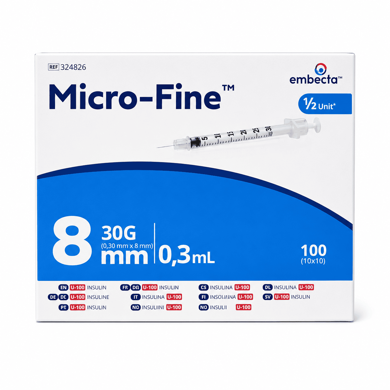 Embecta Insulin Syringe 0.3ml (30G x 8mm) x 100