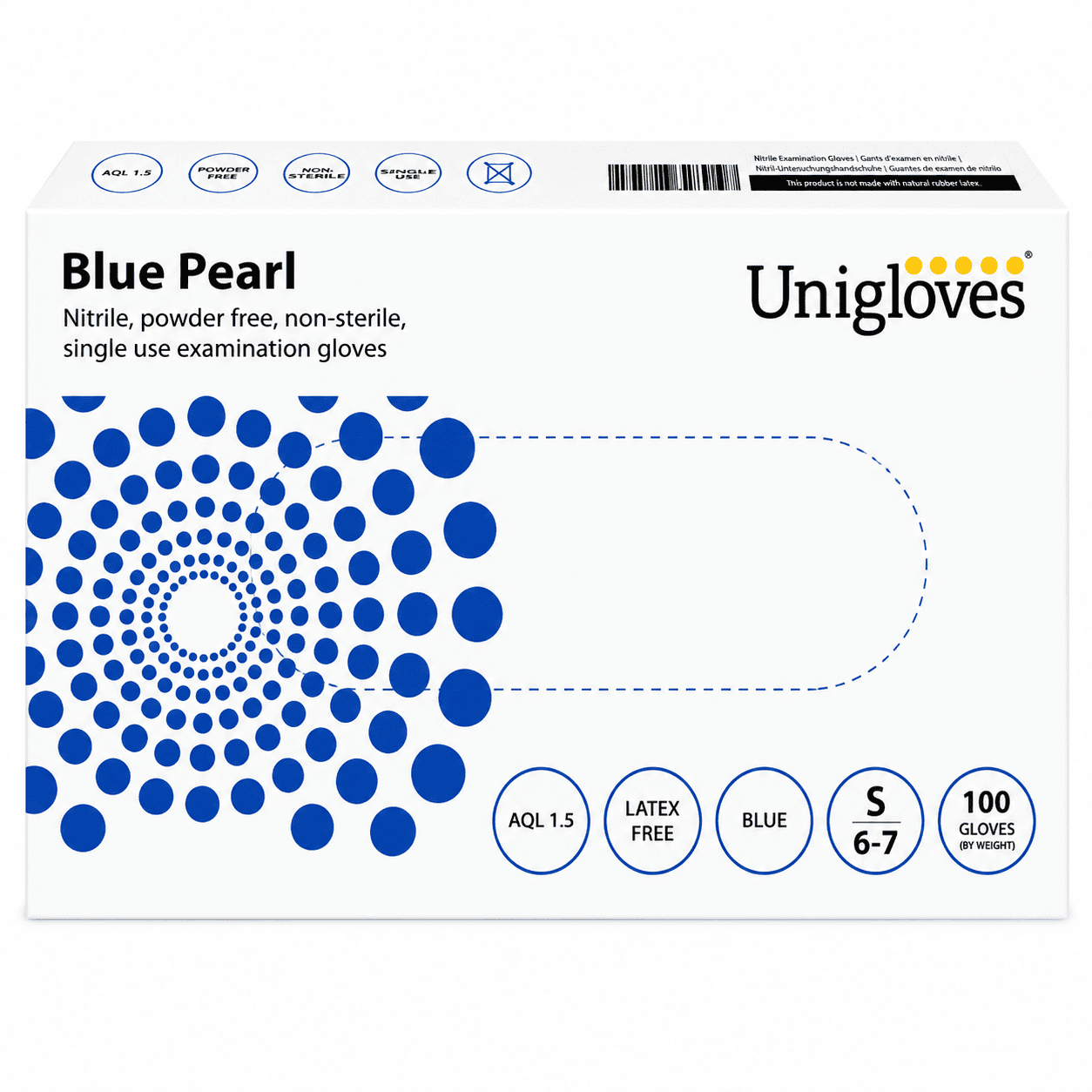 Unigloves Pearl Nitrile Gloves (Blue Small)